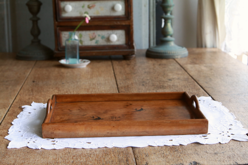 ツバメのオリーブウッドトレイ　フランス　アンティークストリュフ