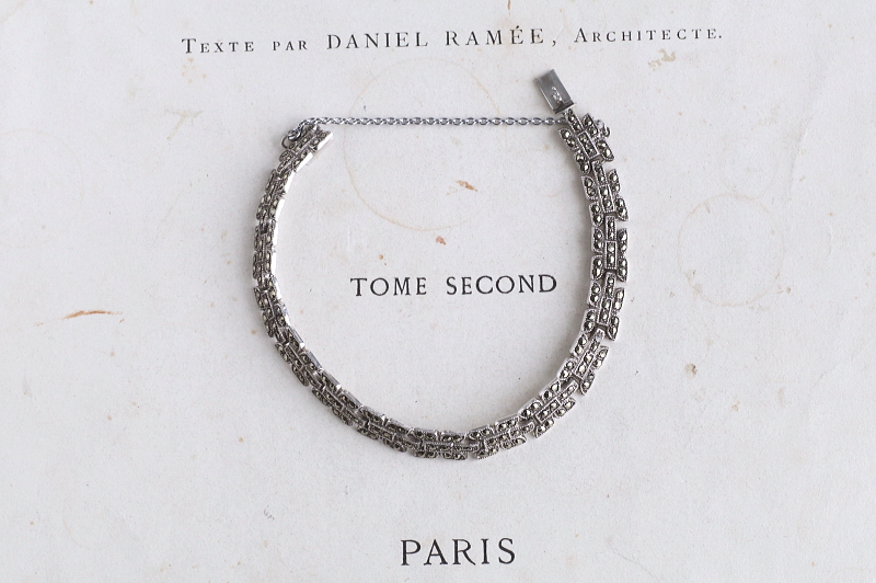 マーカサイトシルバーブレスレット　ヨーロッパ　アンティークストリュフ