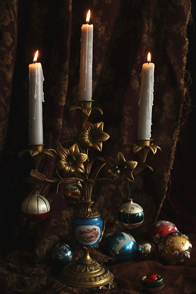 天使のブロンズキャンディラブラ　フランス アンティークストリュフ