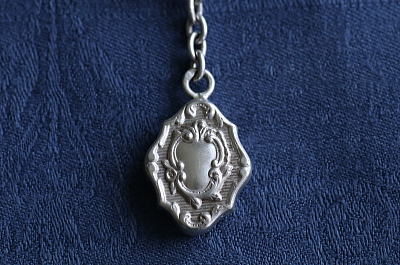 シルバーウォッチチェーンネックレス　チャーム　フランス　イギリス アンティークストリュフ