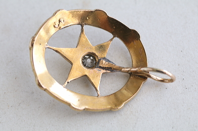 オールドマインカットダイヤモンド　パール　星のペンダント アンティークストリュフ