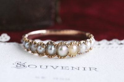 シードパールハーフエタニティリング　ヴィクトリアン　ジョージアンリング　指輪　アンティークジュエリー　イギリス　アンティークストリュフ 20251212