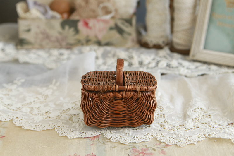 ドールズパニエ　ミニチュアハンパーバスケット　フランス　アンティークストリュフ