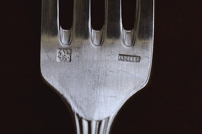 オリーブのテーブルスプーン＆フォーク　フランス　アンティークストリュフ