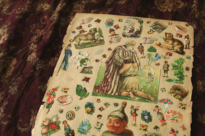 ヴィクトリアンデコパージュシート　イギリス　アンティークストリュフ