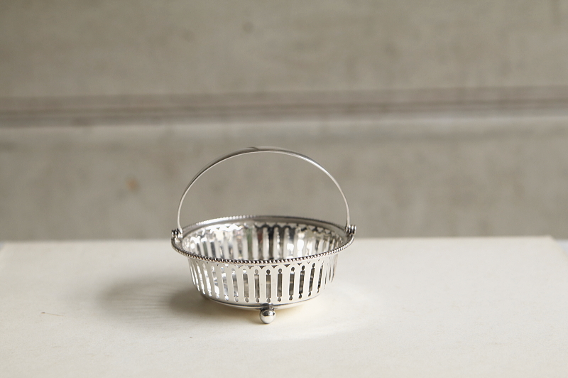 シルバーキャンディーバスケット　エドワーディアン　イギリス　アンティークストリュフ