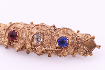 ホースシューアンドトリコロールペーストバーブローチ　ヨーロッパ アンティークストリュフ