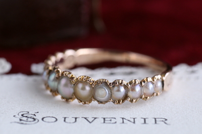 シードパールハーフエタニティリング　ヴィクトリアン　ジョージアンリング　指輪　アンティークジュエリー　イギリス　アンティークストリュフ 20251212