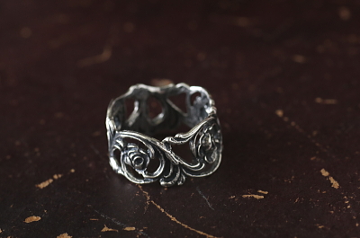 ヴィンテージシルバーミニナプキンリング　エタニティリング　バラ　ドイツ　アンティークストリュフ