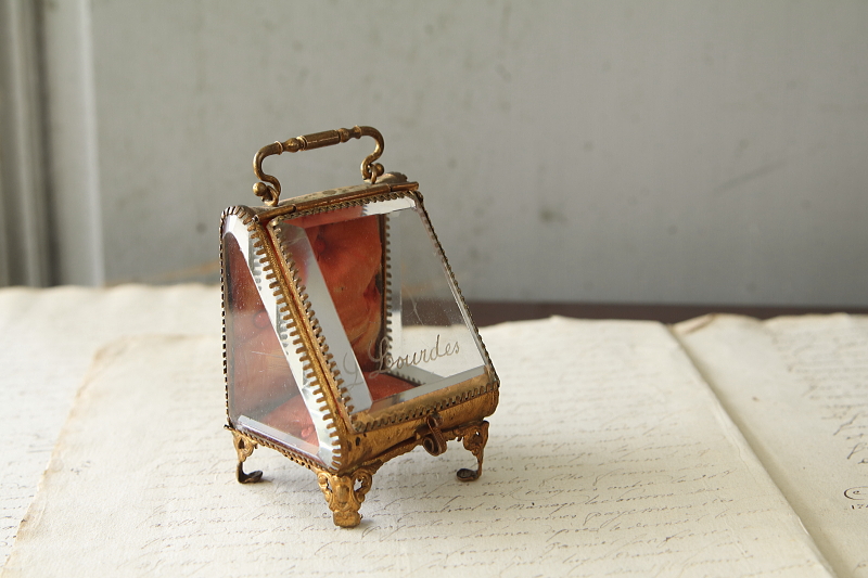 ポケットウォッチケース　ジュエリーケース　懐中時計　ルルド lourdes　フランス　アンティークストリュフ