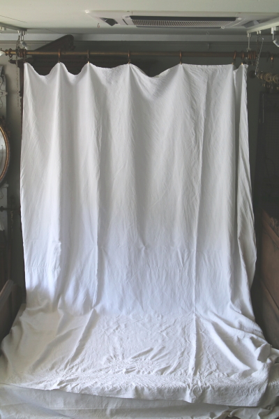 エンブロイダリー　ファインリネンシーツ　フランス　アンティークストリュフ