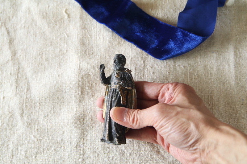 聖人のスタチュー　メタル聖像　フランス　アンティークストリュフ