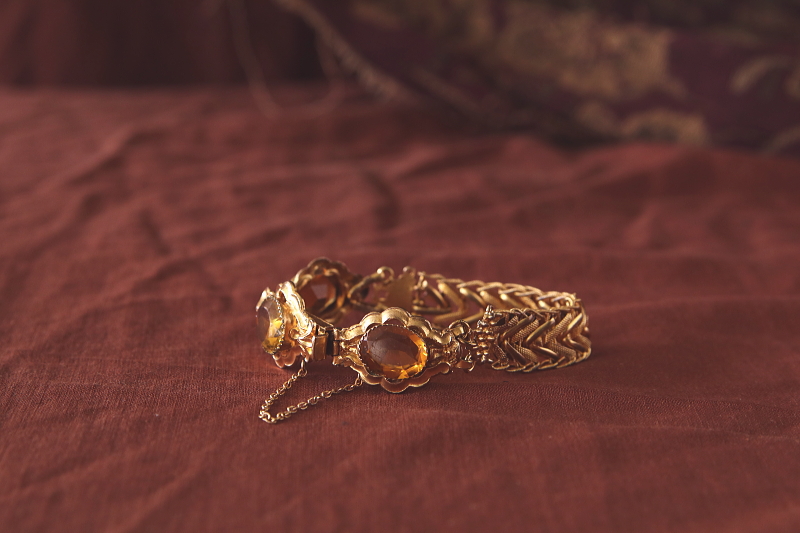 シトリンペーストブレスレット　ヨーロッパ　アンティークストリュフ 202602019