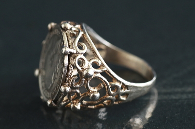 キングジョージ4世　3ペンスコインリング　銀貨　イギリス　アンティークストリュフ