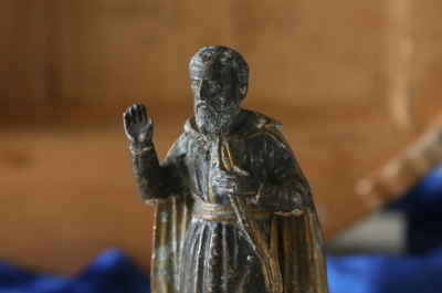 聖人のスタチュー　メタル聖像　フランス　アンティークストリュフ