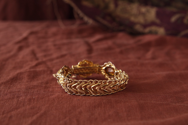 シトリンペーストブレスレット　ヨーロッパ　アンティークストリュフ 202602019