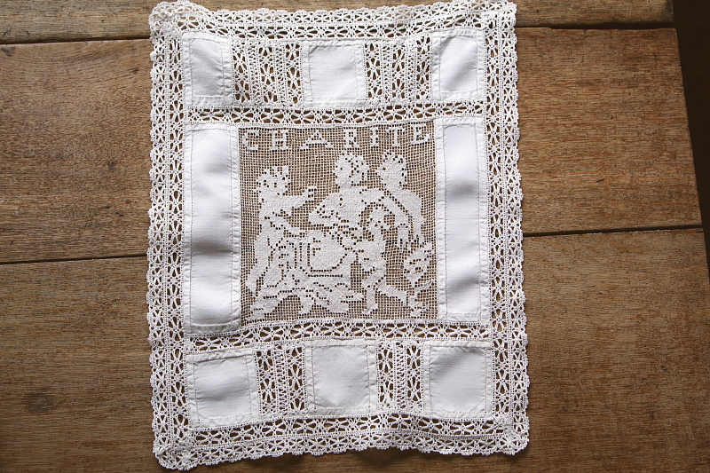 フィレレースパネル　foy charite カトリック　フランス　アンティークストリュフ