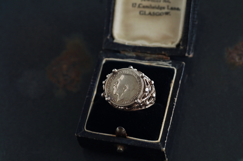 キングジョージ4世　3ペンスコインリング　銀貨　イギリス　アンティークストリュフ