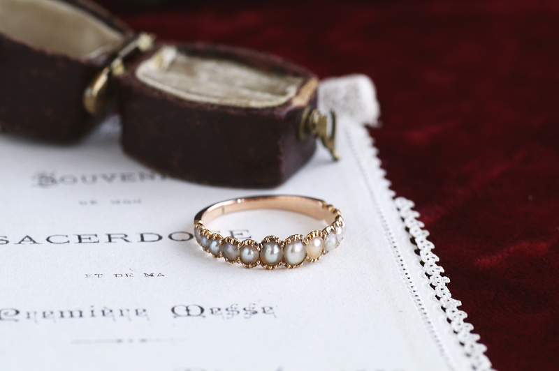 シードパールハーフエタニティリング　ヴィクトリアン　ジョージアンリング　指輪　アンティークジュエリー　イギリス　アンティークストリュフ 20251212