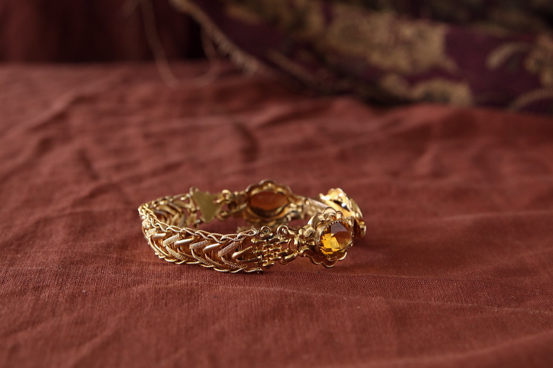 シトリンペーストブレスレット　ヨーロッパ　アンティークストリュフ 202602019