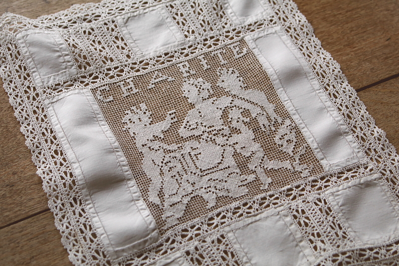 フィレレースパネル　foy charite カトリック　フランス　アンティークストリュフ