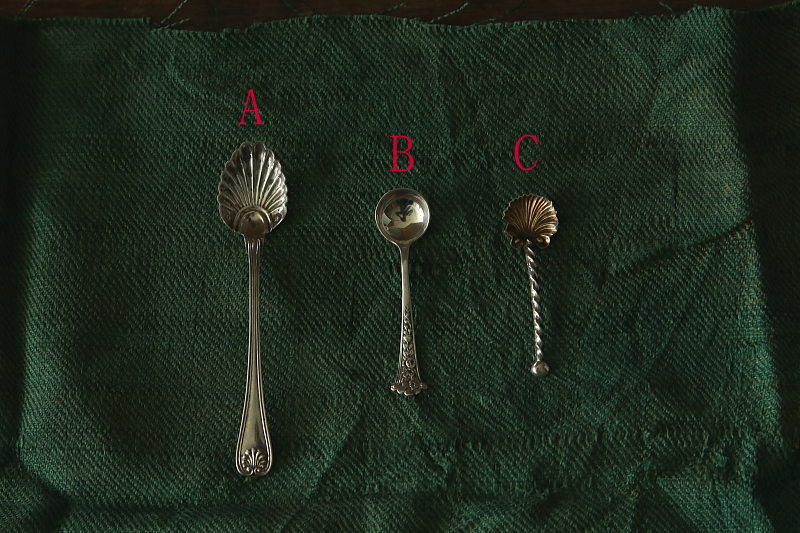 調味料用シルバースプーン　シェルパターン　イギリス　フランス　アンティークストリュフ