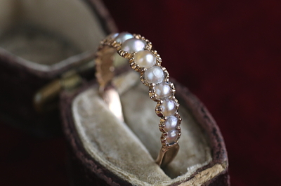 シードパールハーフエタニティリング　ヴィクトリアン　ジョージアンリング　指輪　アンティークジュエリー　イギリス　アンティークストリュフ 20251212