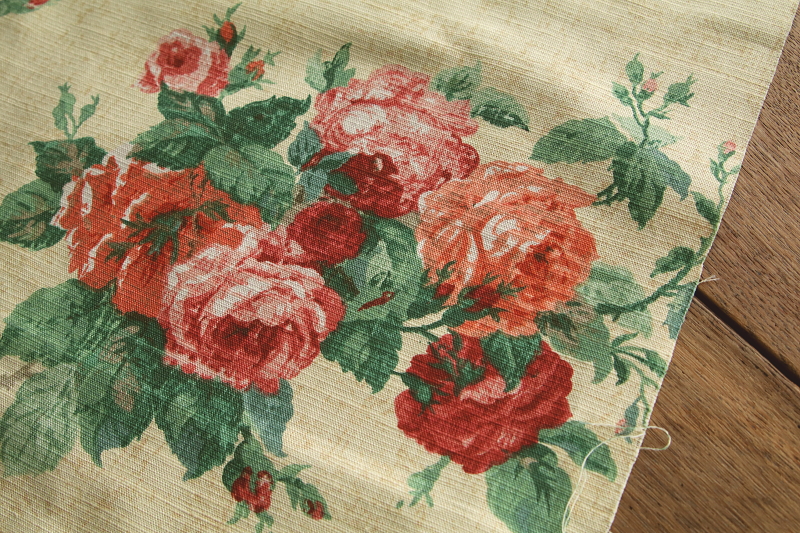 薔薇のプリントファブリック　sanderson サンダーソン　イギリス アンティークストリュフ