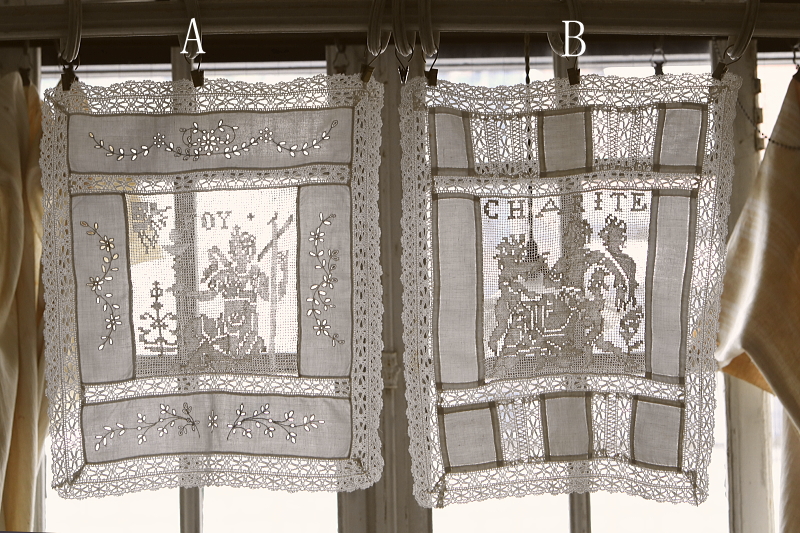 フィレレースパネル　foy charite カトリック　フランス　アンティークストリュフ