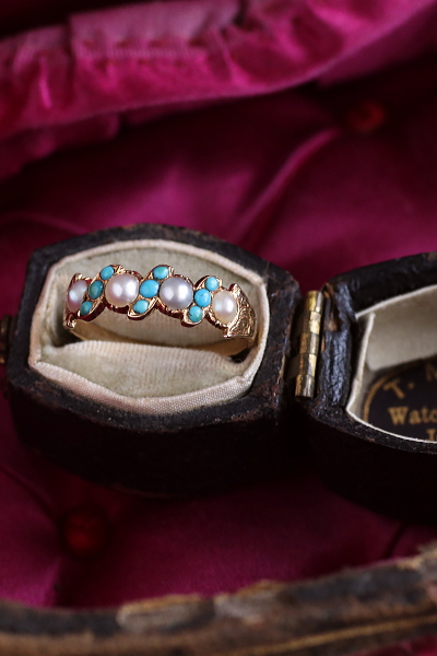 パール&ターコイズリング　ヴィクトリアン　ジョージアンリング　指輪　アンティークジュエリー　イギリス　アンティークストリュフ 20251212