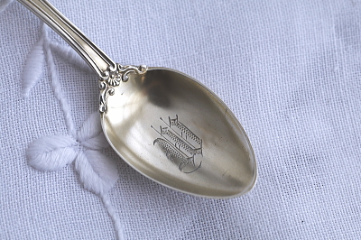 エナメルの花　シルバーコーヒースプーン　北欧　アンティークストリュフ