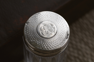 カットグラス　ドレッシングジャー　イギリス　アンティークストリュフ