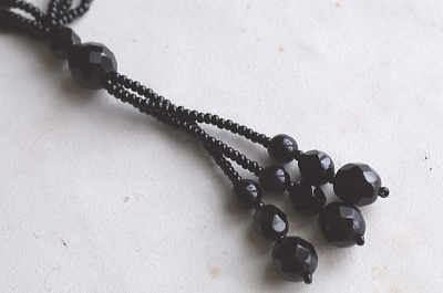 フレンチジェット　フリンジネックレス　イギリス　アンティークストリュフ