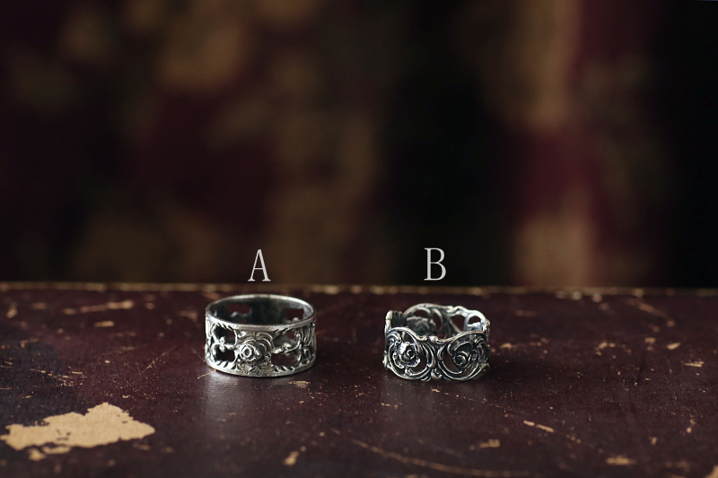 ヴィンテージシルバーミニナプキンリング　エタニティリング　バラ　ドイツ　アンティークストリュフ