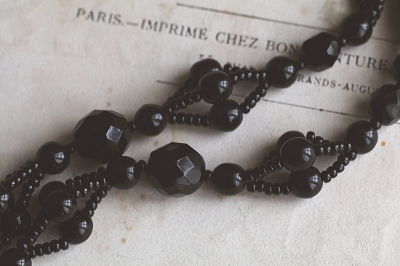 フレンチジェット　フリンジネックレス　イギリス　アンティークストリュフ