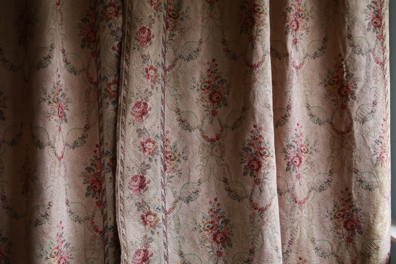 薔薇とリボンのゴブランカーテン　フランス　アンティークストリュフ