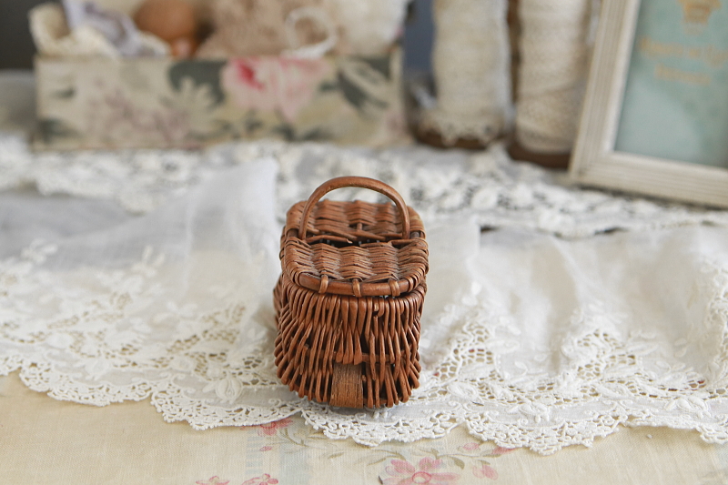 ドールズパニエ　ミニチュアハンパーバスケット　フランス　アンティークストリュフ
