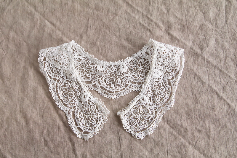 ハンドメイドボビンレースカラー　イギリス　アンティークストリュフ