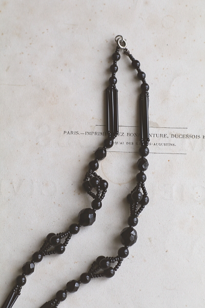 フレンチジェット　フリンジネックレス　イギリス　アンティークストリュフ