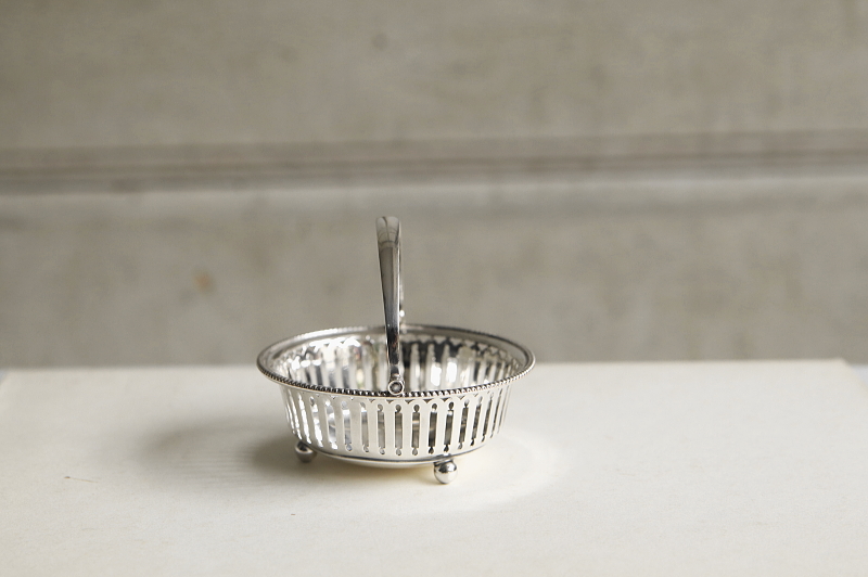 シルバーキャンディーバスケット　エドワーディアン　イギリス　アンティークストリュフ