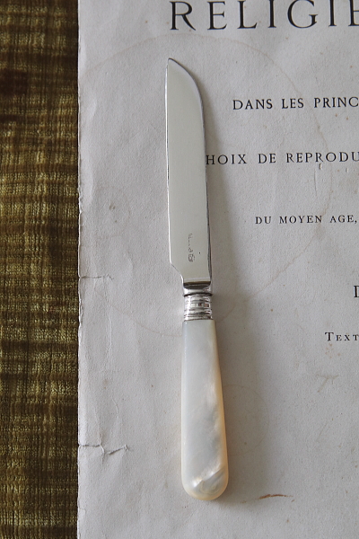 マザーオブパールハンドルデザートナイフ　james dixon and sons イギリス　アンティークストリュフ