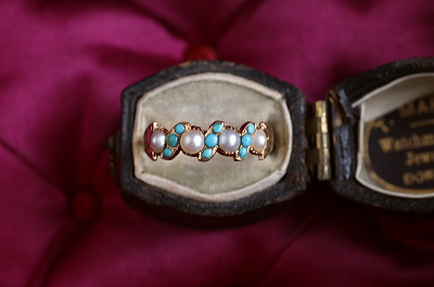 パール&ターコイズリング　ヴィクトリアン　ジョージアンリング　指輪　アンティークジュエリー　イギリス　アンティークストリュフ 20251212