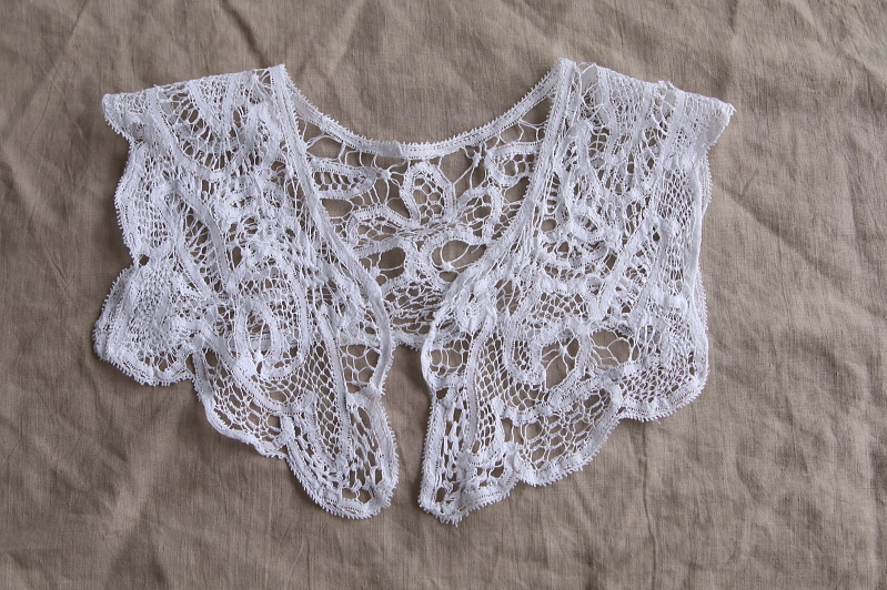 ハンドメイドボビンレースカラー　イギリス　アンティークストリュフ