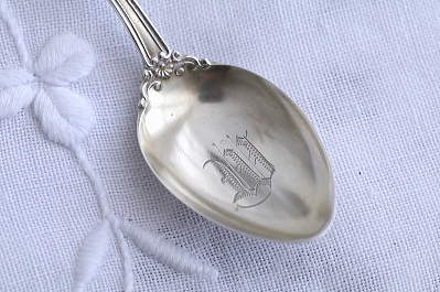 エナメルの花　シルバーコーヒースプーン　北欧　アンティークストリュフ