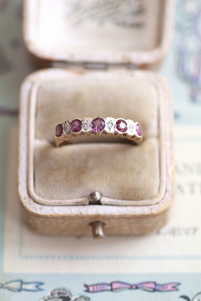 ルビーアンドダイヤモンドバンドリング　ロンドン　イギリス　アンティークストリュフ 20250506