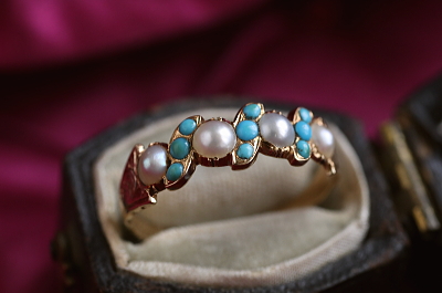 パール&ターコイズリング　ヴィクトリアン　ジョージアンリング　指輪　アンティークジュエリー　イギリス　アンティークストリュフ 20251212