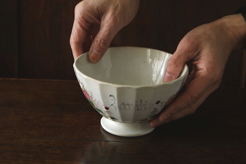 モスローズのラージカフェオレボウル　フランス　アンティークストリュフ