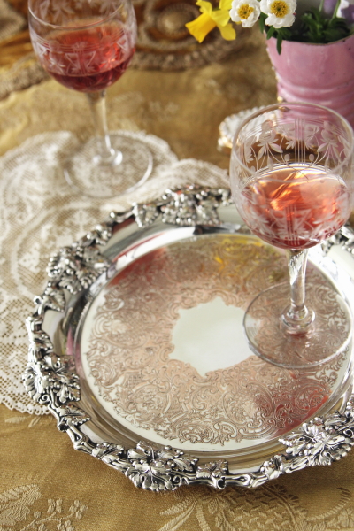 アンティークシルバーサルヴァ　トレイ　葡萄　ヴィクトリアン　イギリス