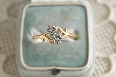 トワ・エ・モア　フラワーダイヤモンドリング　エンゲージリング　指輪　フランス　アンティークストリュフ 20250911