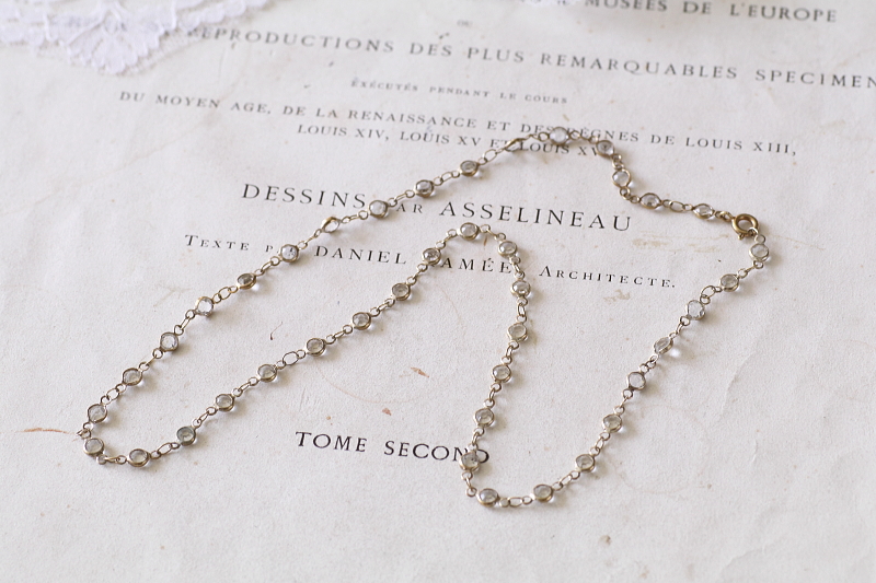 カットペーストシルバーネックレス　ヨーロッパ　アンティークストリュフ